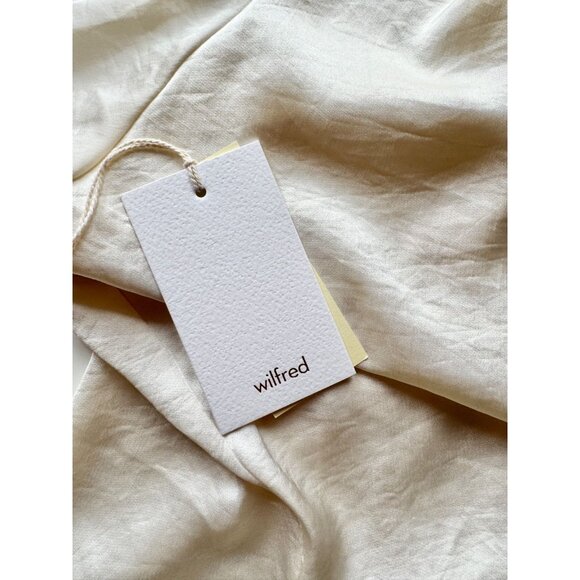 NWT Aritzia WILFRED Ivory Satin Boyfriend Button-Up Shirt Blouse, Size XS - Picture 10 of 13